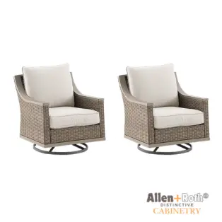 allen + roth Rosedale 2-piece wicker swivel rocker chairs, tan steel frame